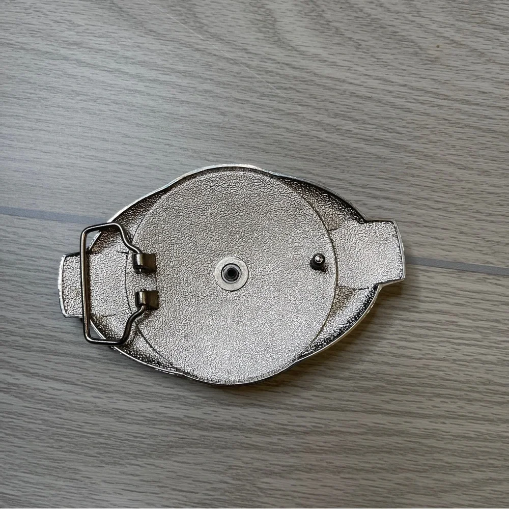 Hecho en Mexico Large Spinning Silver and Black Belt Buckle